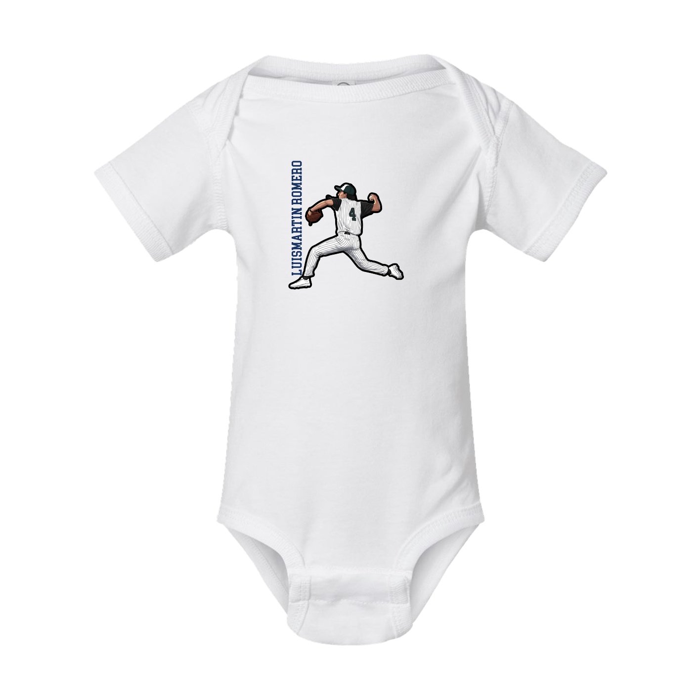 Baby Onesie — Name Vertical in White