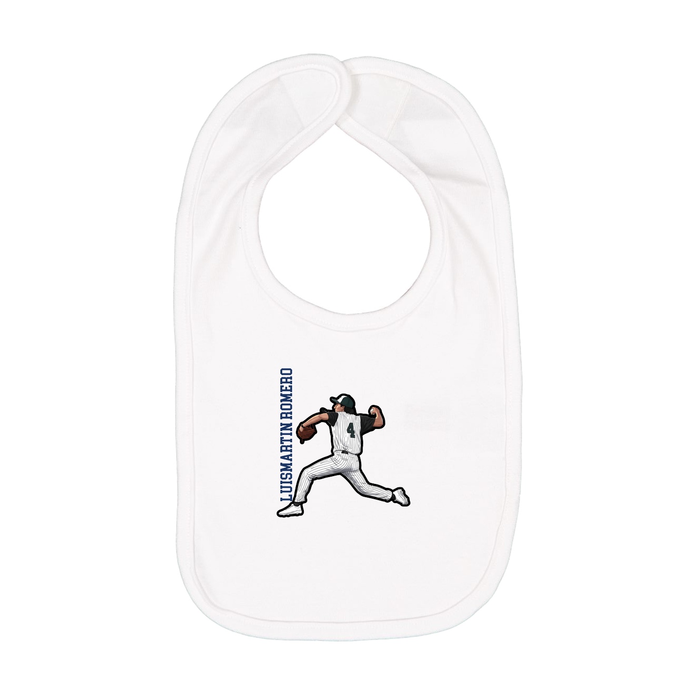 Infant Bib — Name Vertical in White