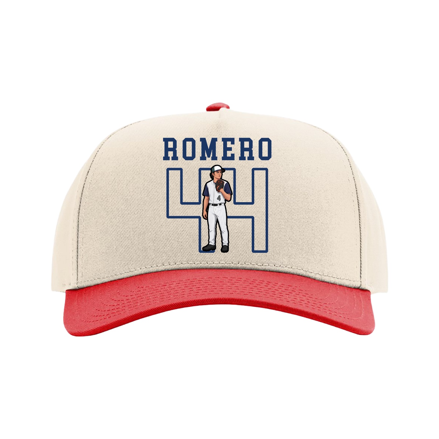 Full Fabric Five-Panel Champ Cap — Shirsey in Cream/Red