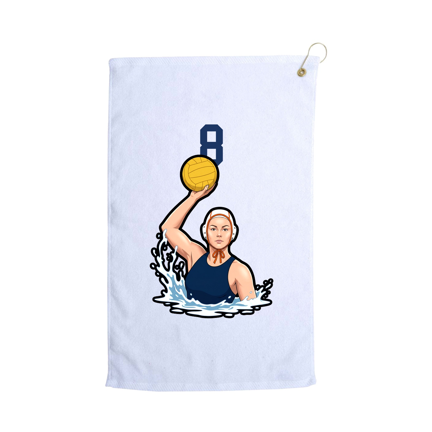 Golf Towel — Number Top in White