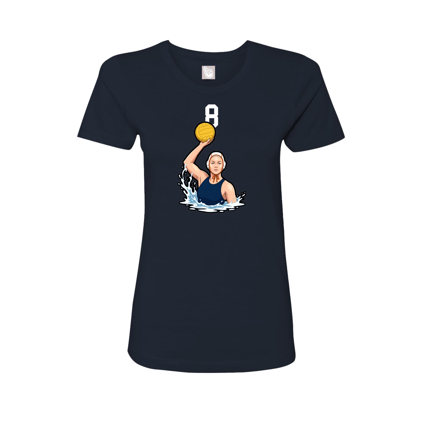 Fitted Women's Tee — Number Top in Navy