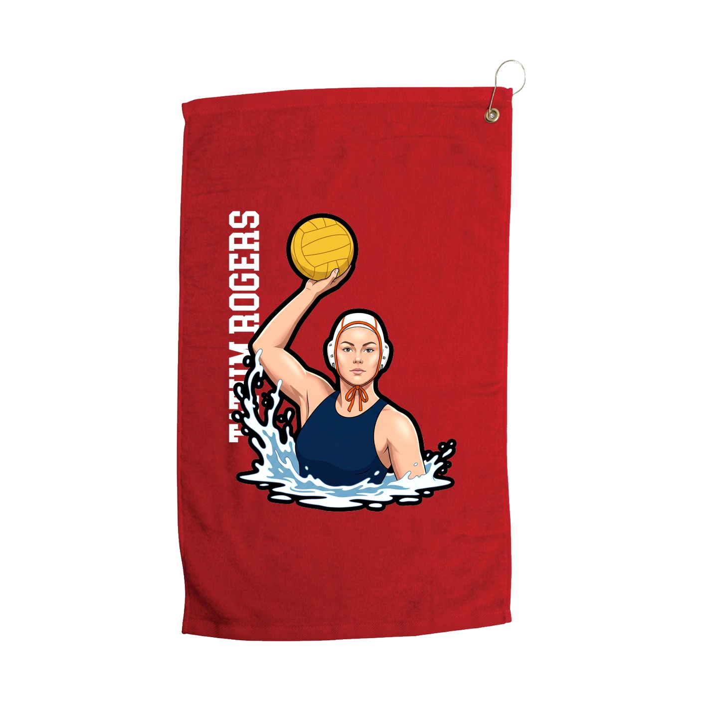 Golf Towel — Name Vertical in Red