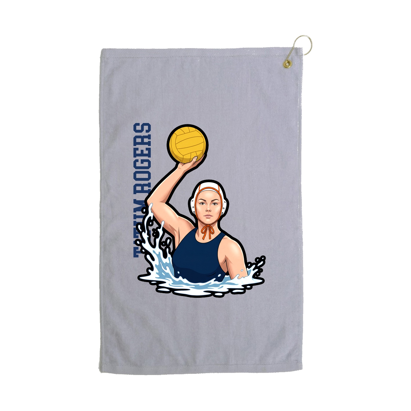 Golf Towel — Name Vertical in Grey