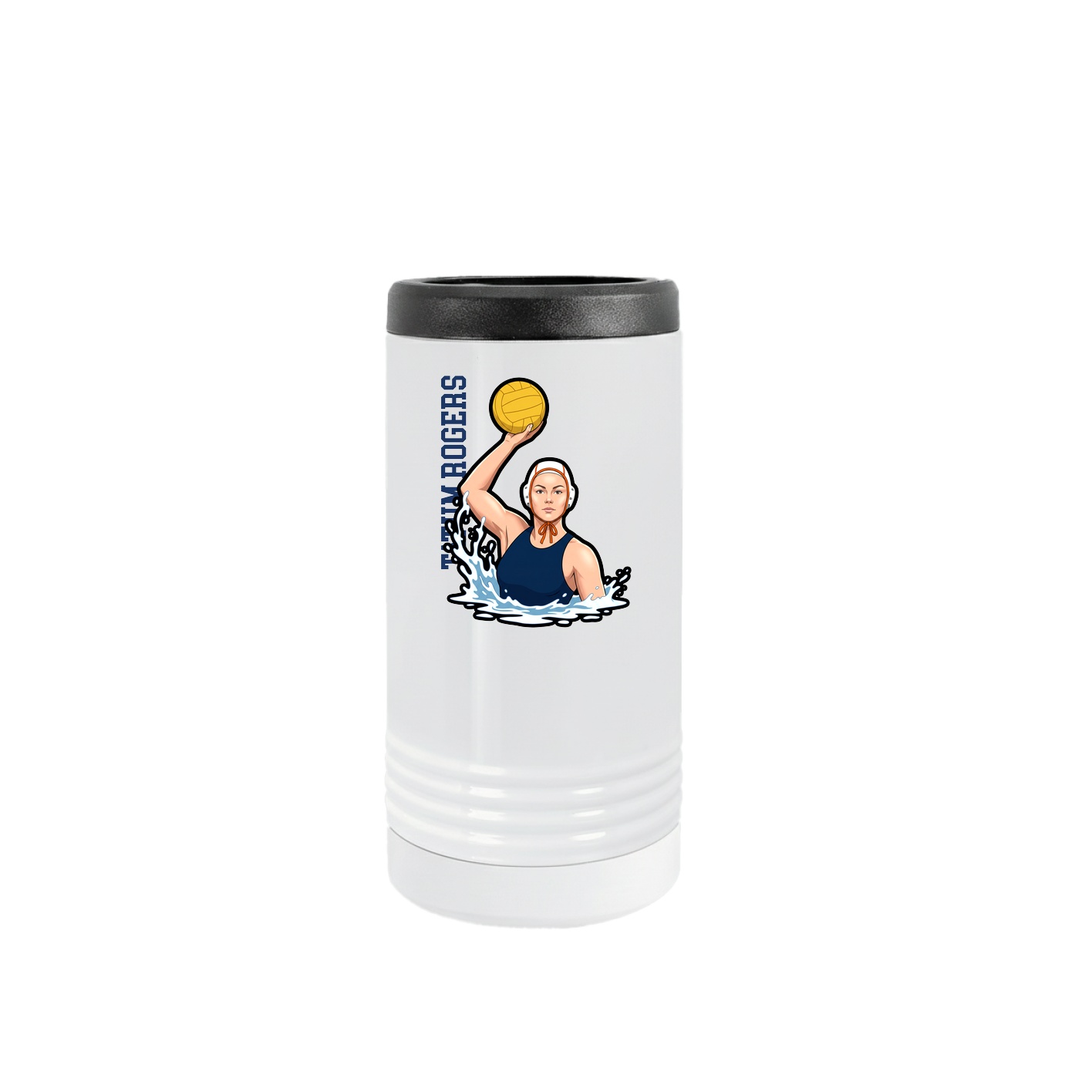Slim Beverage Holder — Name Vertical in White