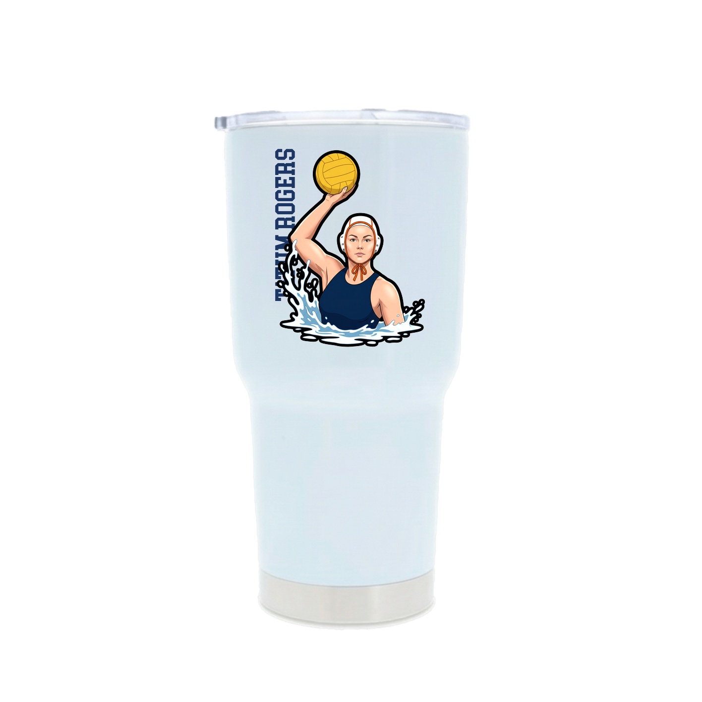 30oz Stainless Steel Tumbler — Name Vertical in White