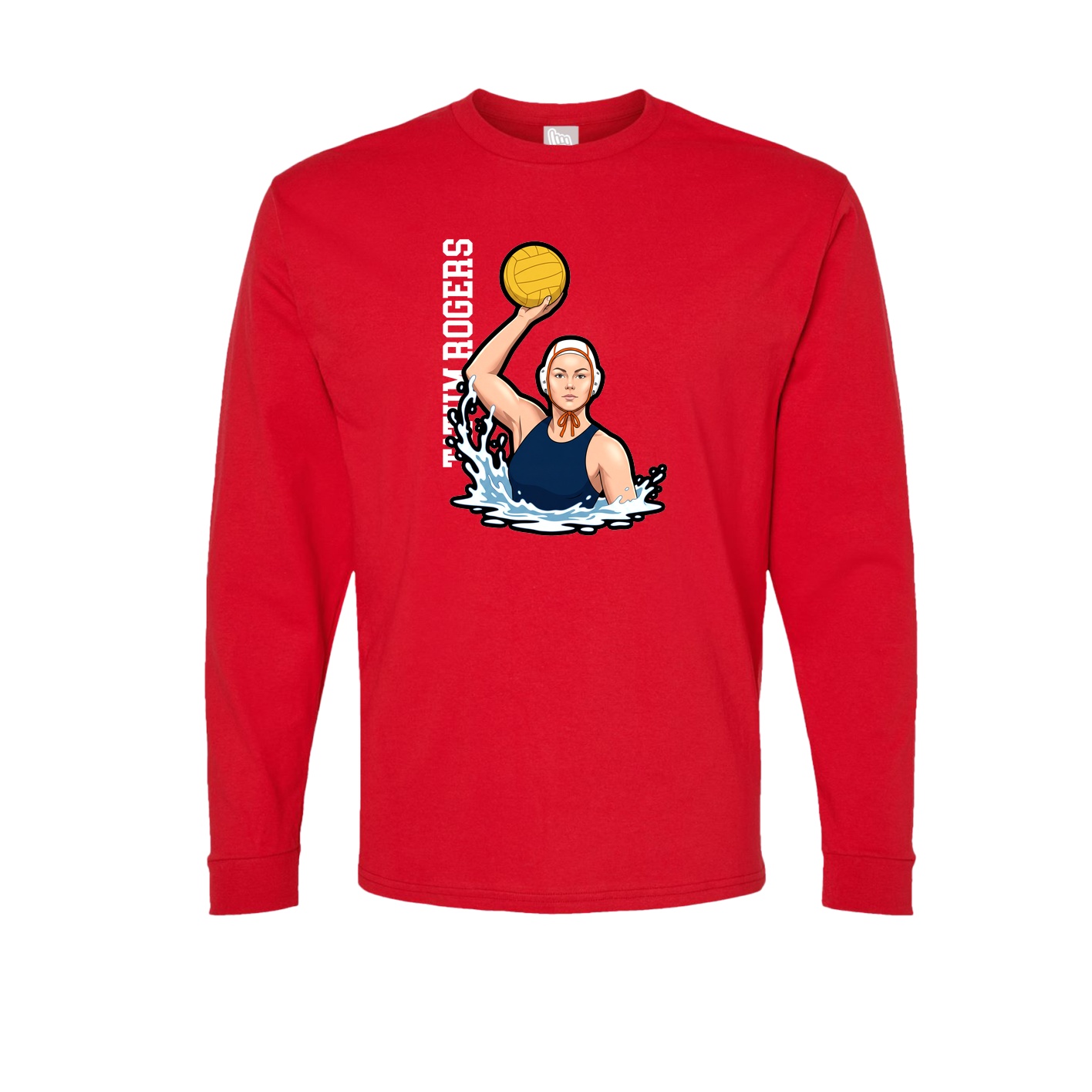 Long Sleeve Tee — Name Vertical in Red