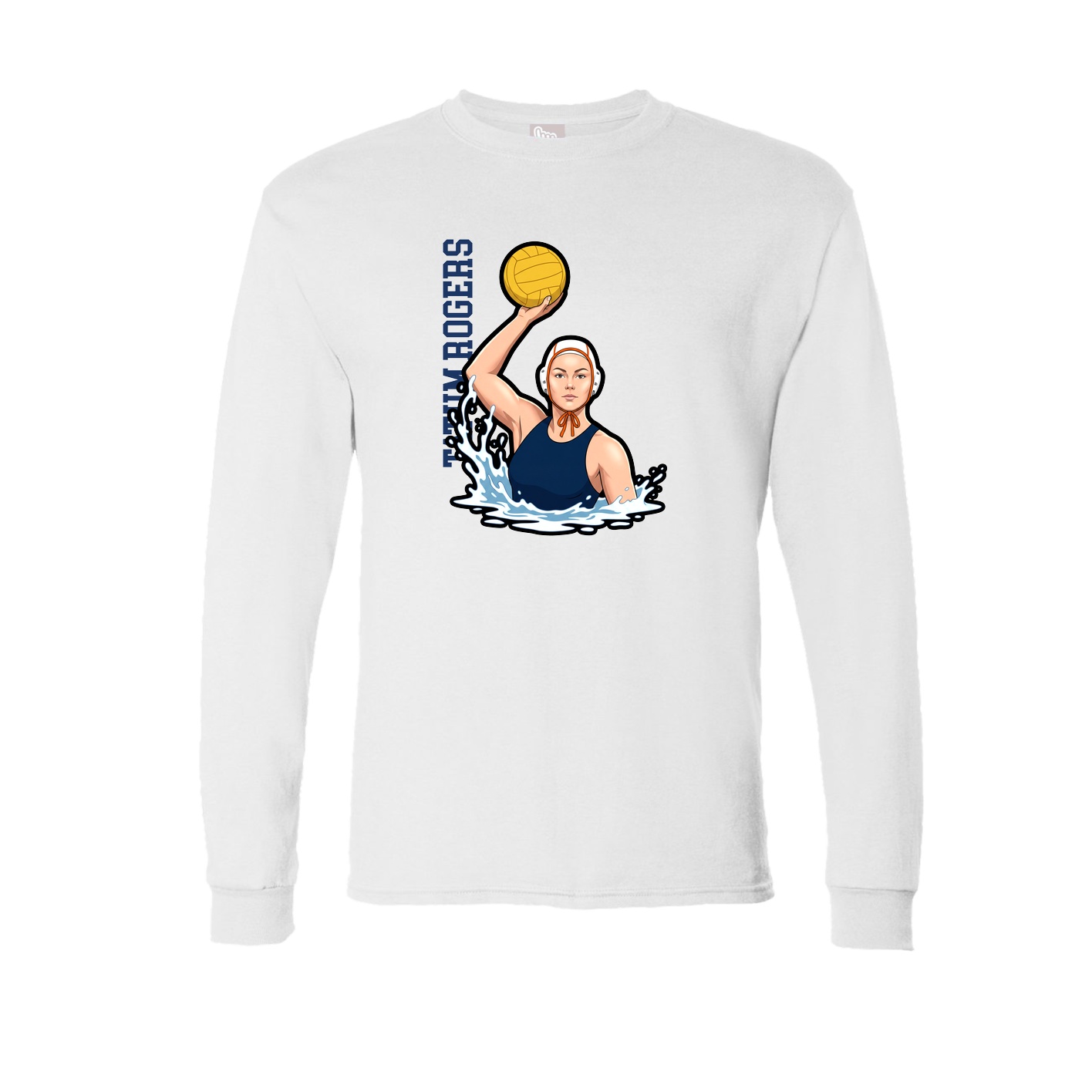 Long Sleeve Tee — Name Vertical in White