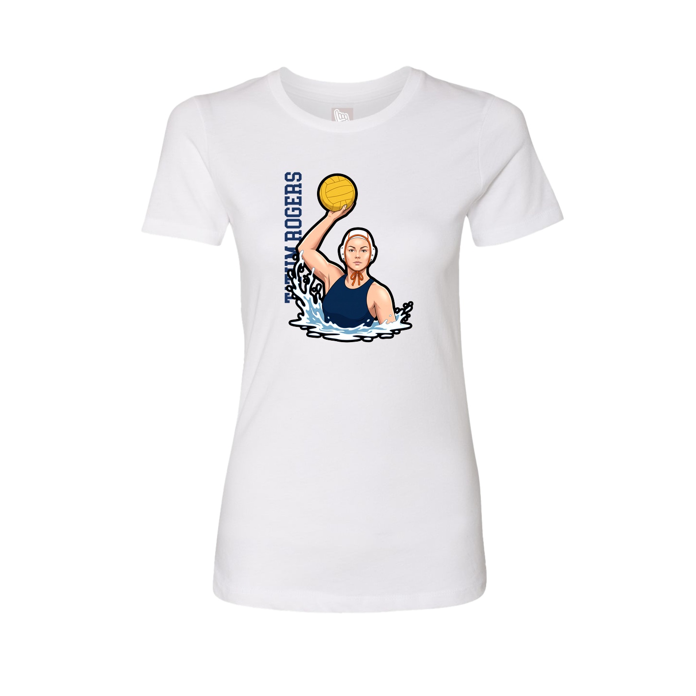 Fitted Women's Tee — Name Vertical in White