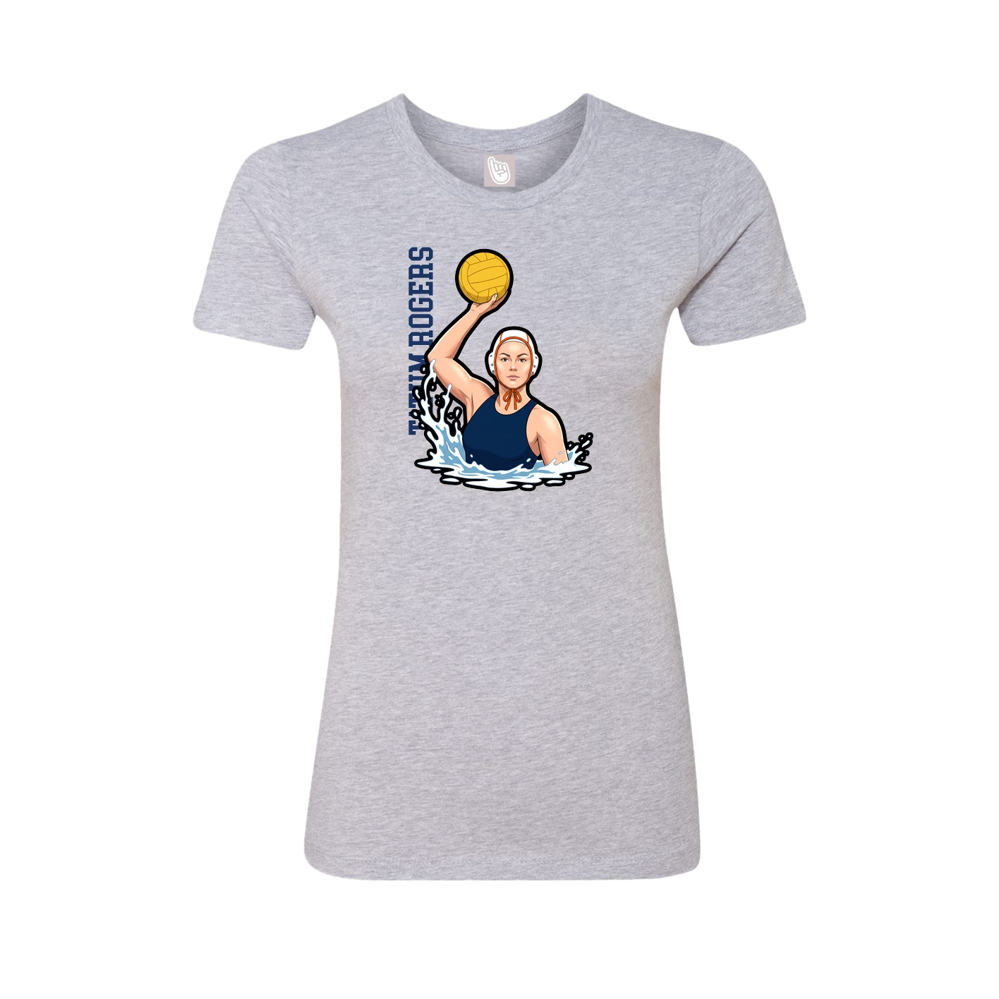 Fitted Women's Tee — Name Vertical in Grey