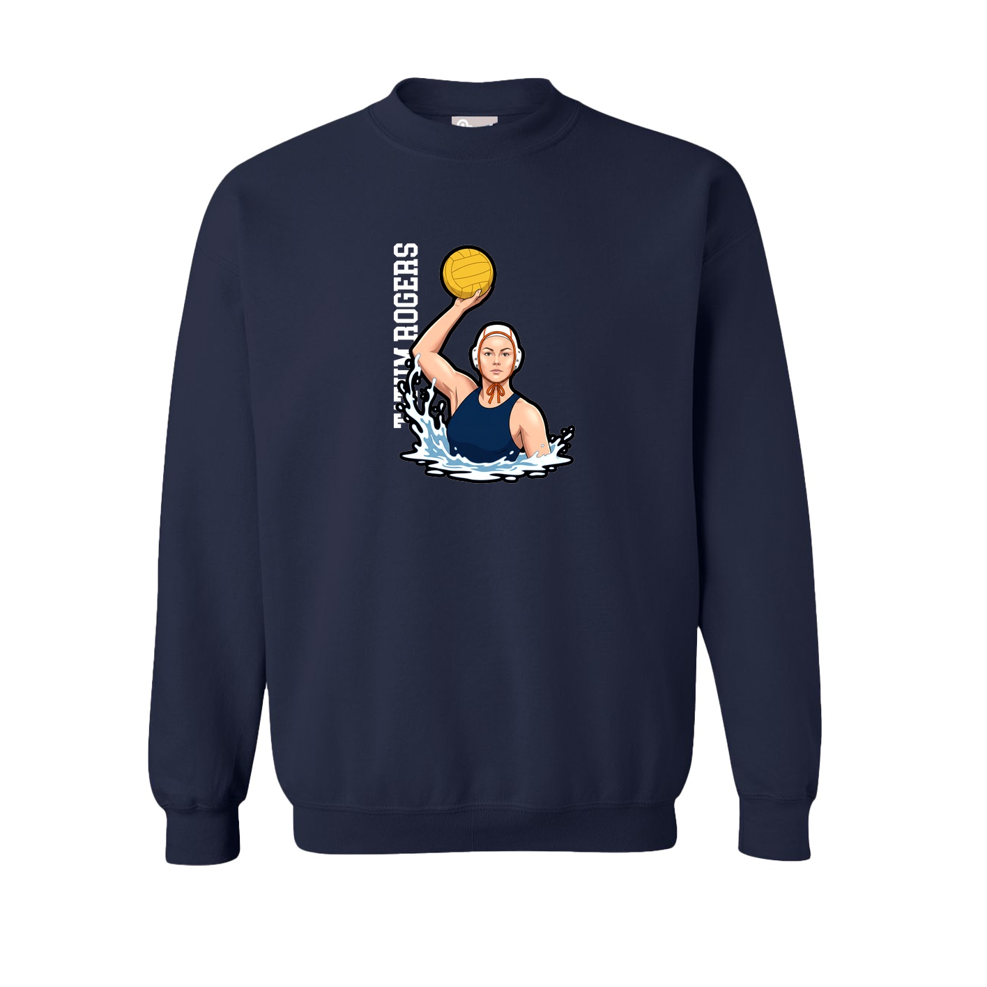 Fleece Crew — Name Vertical in Navy