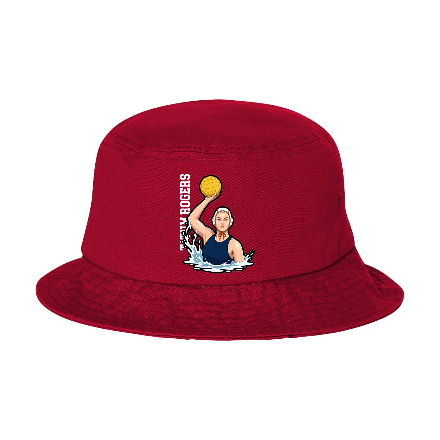 Bucket Cap — Name Vertical in Red