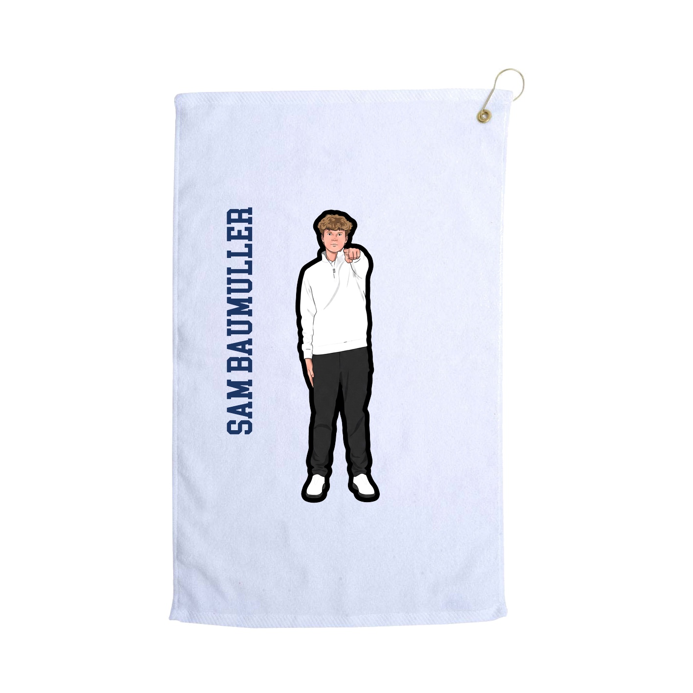 Golf Towel — Name Vertical in White