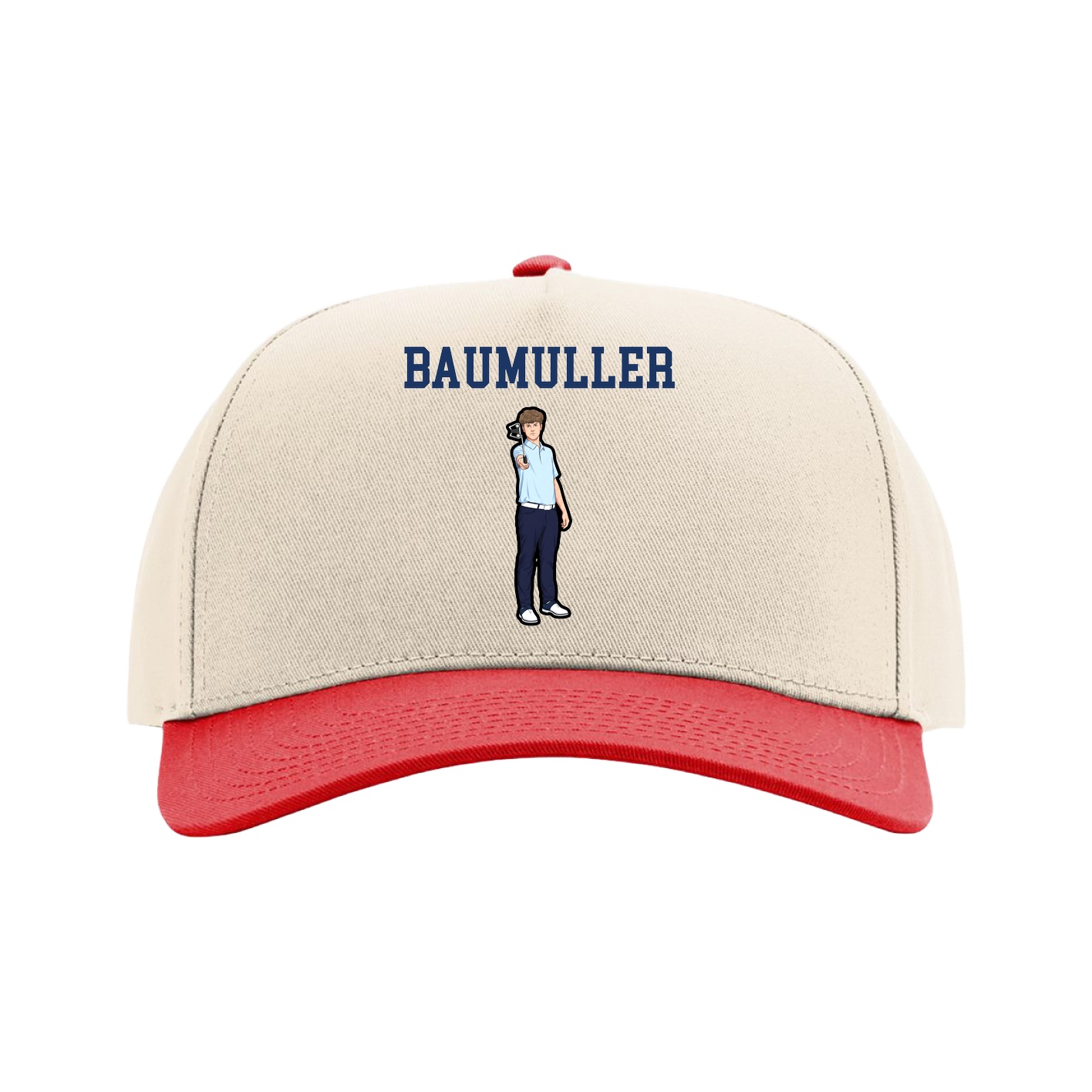Full Fabric Five-Panel Champ Cap — Shirsey in Cream/Red