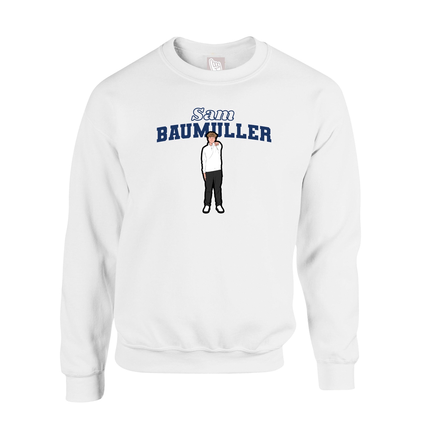 Fleece Crew — Name Arch in White