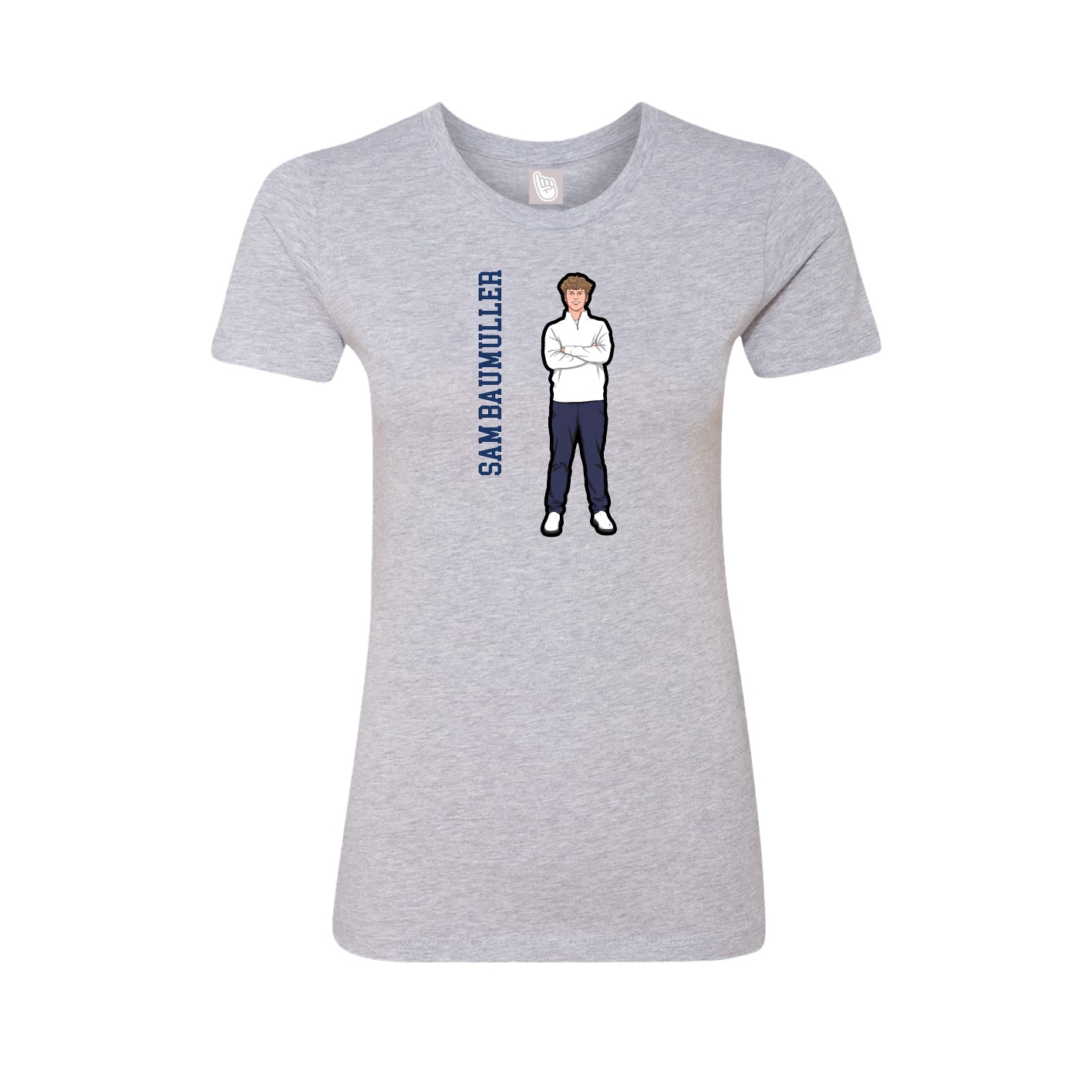 Fitted Women's Tee — Name Vertical in Grey