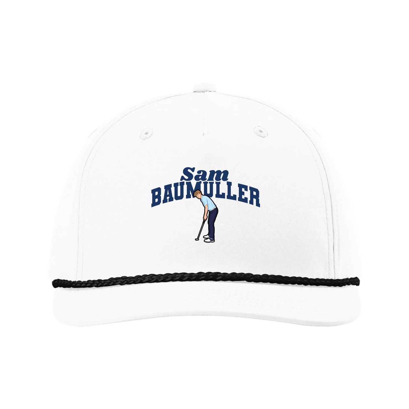 Five-Panel Classic Rope Cap — Signature Arch in White