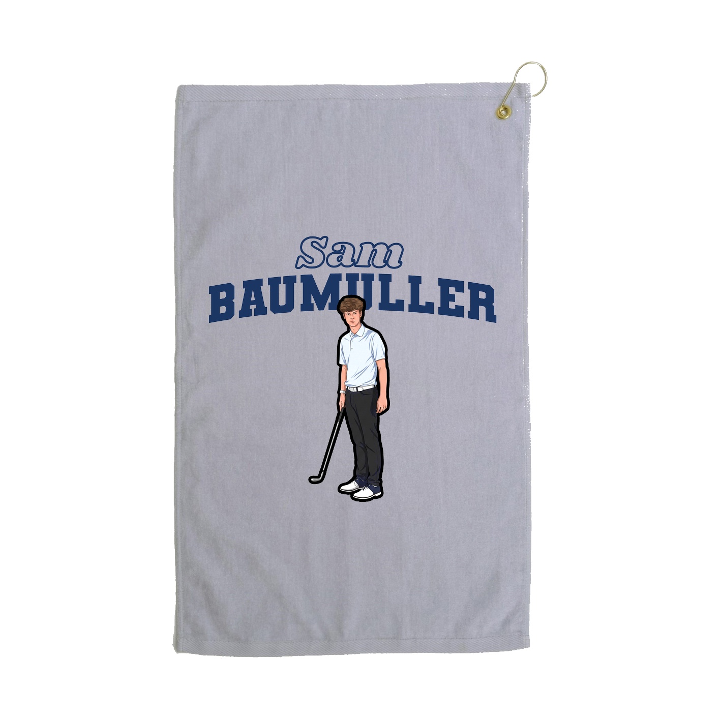 Golf Towel — Name Arch in Grey