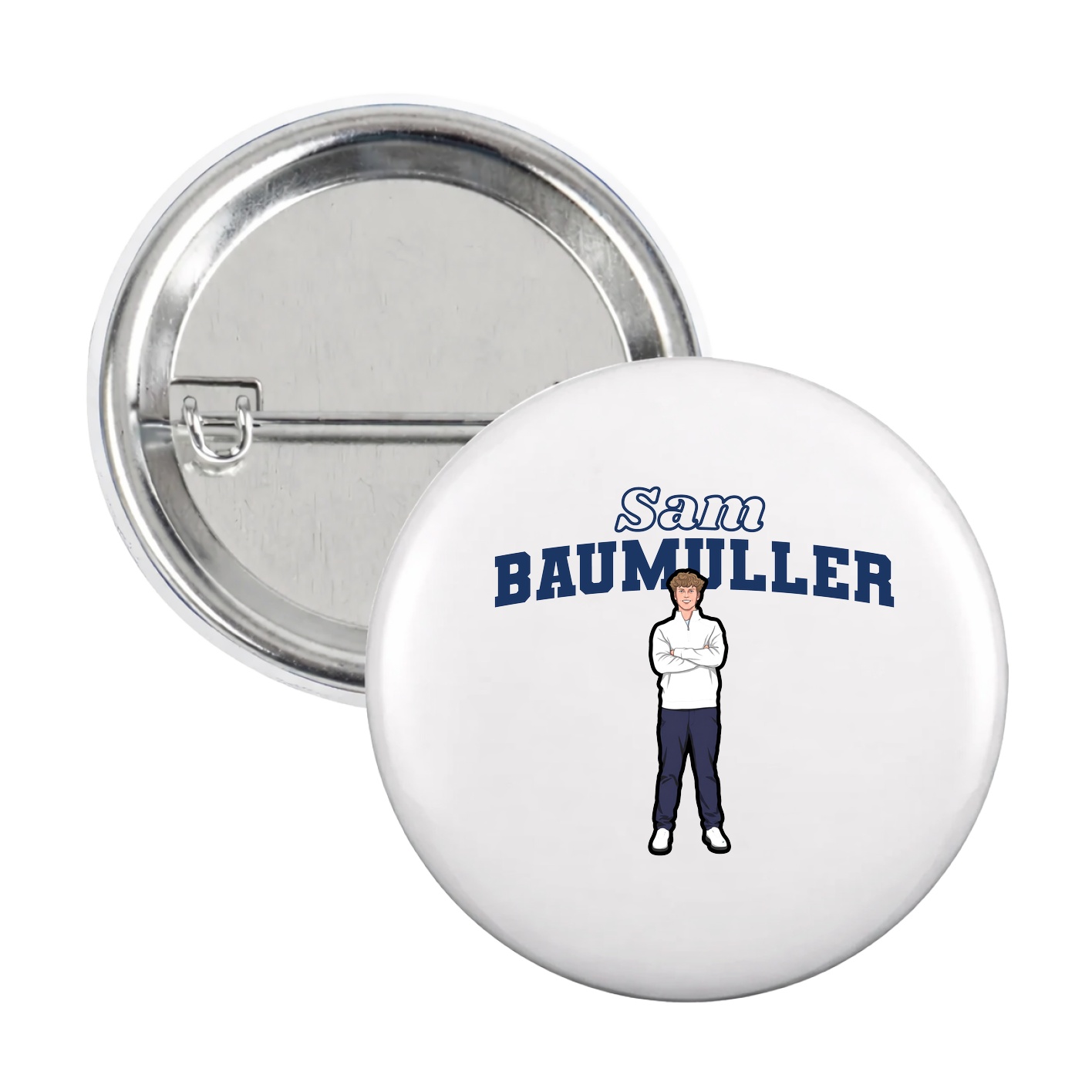 Game Day Button — Name Arch in White
