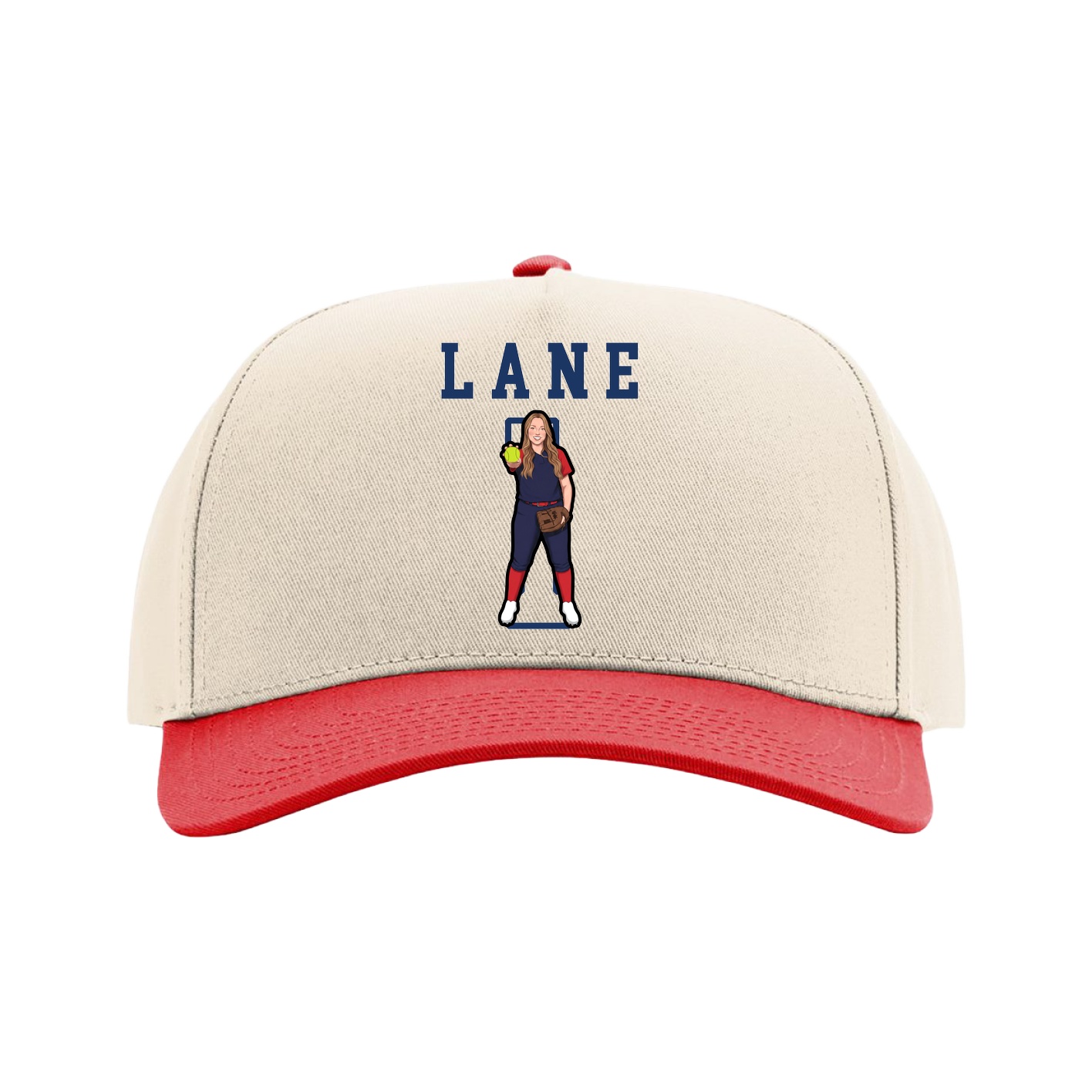 Full Fabric Five-Panel Champ Cap — Shirsey in Cream/Red