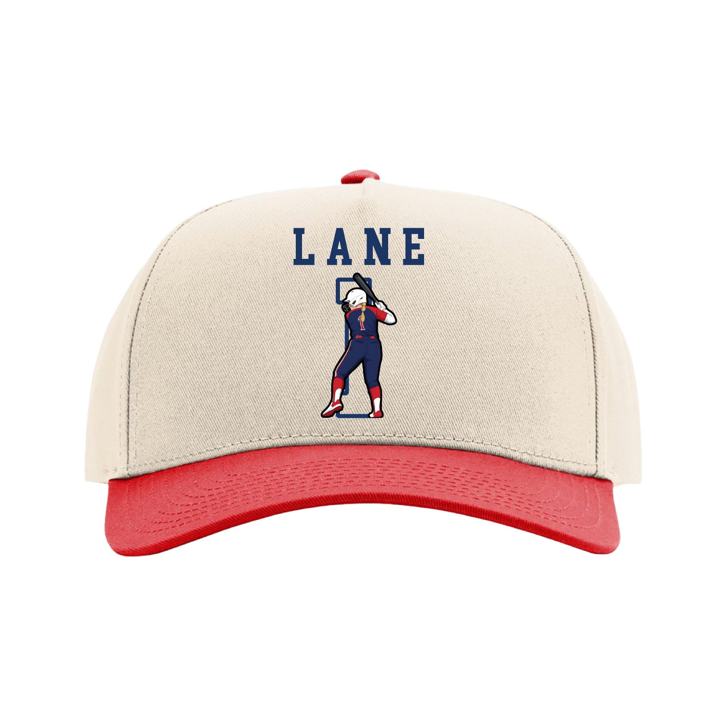 Full Fabric Five-Panel Champ Cap — Shirsey in Cream/Red