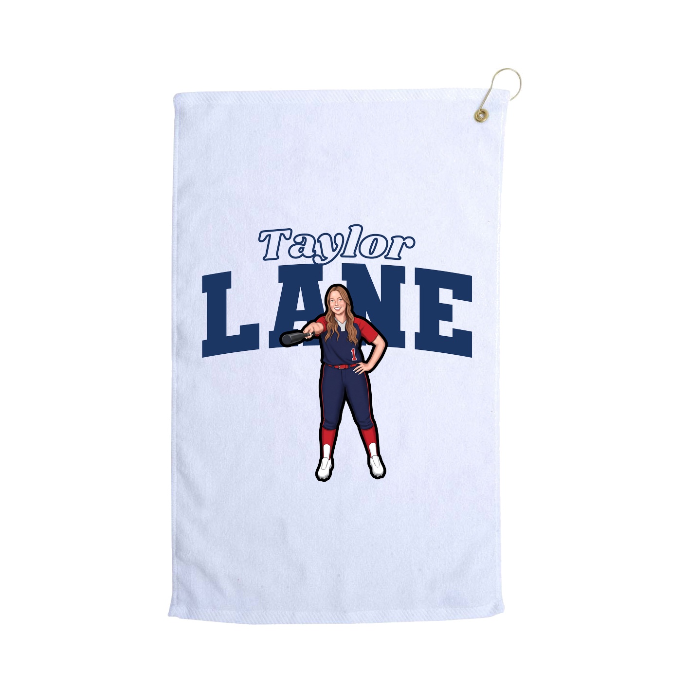 Golf Towel — Name Arch in White