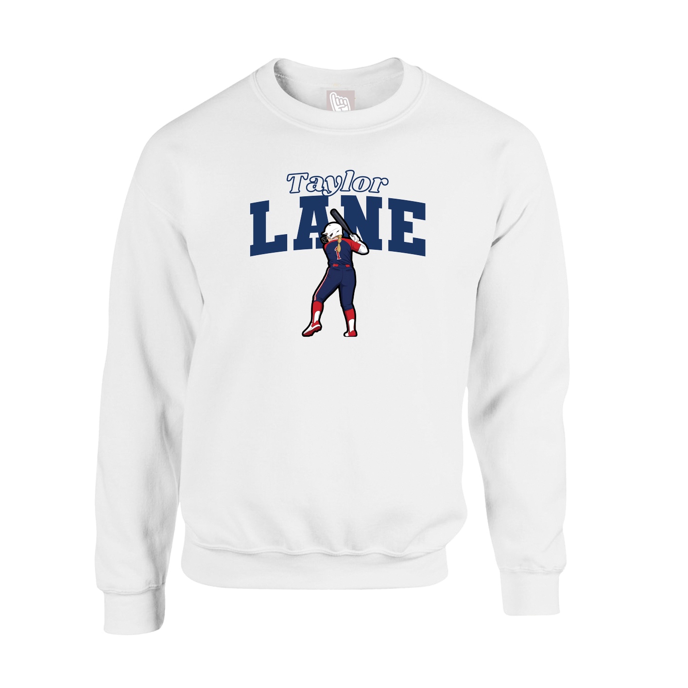 Fleece Crew — Name Arch in White