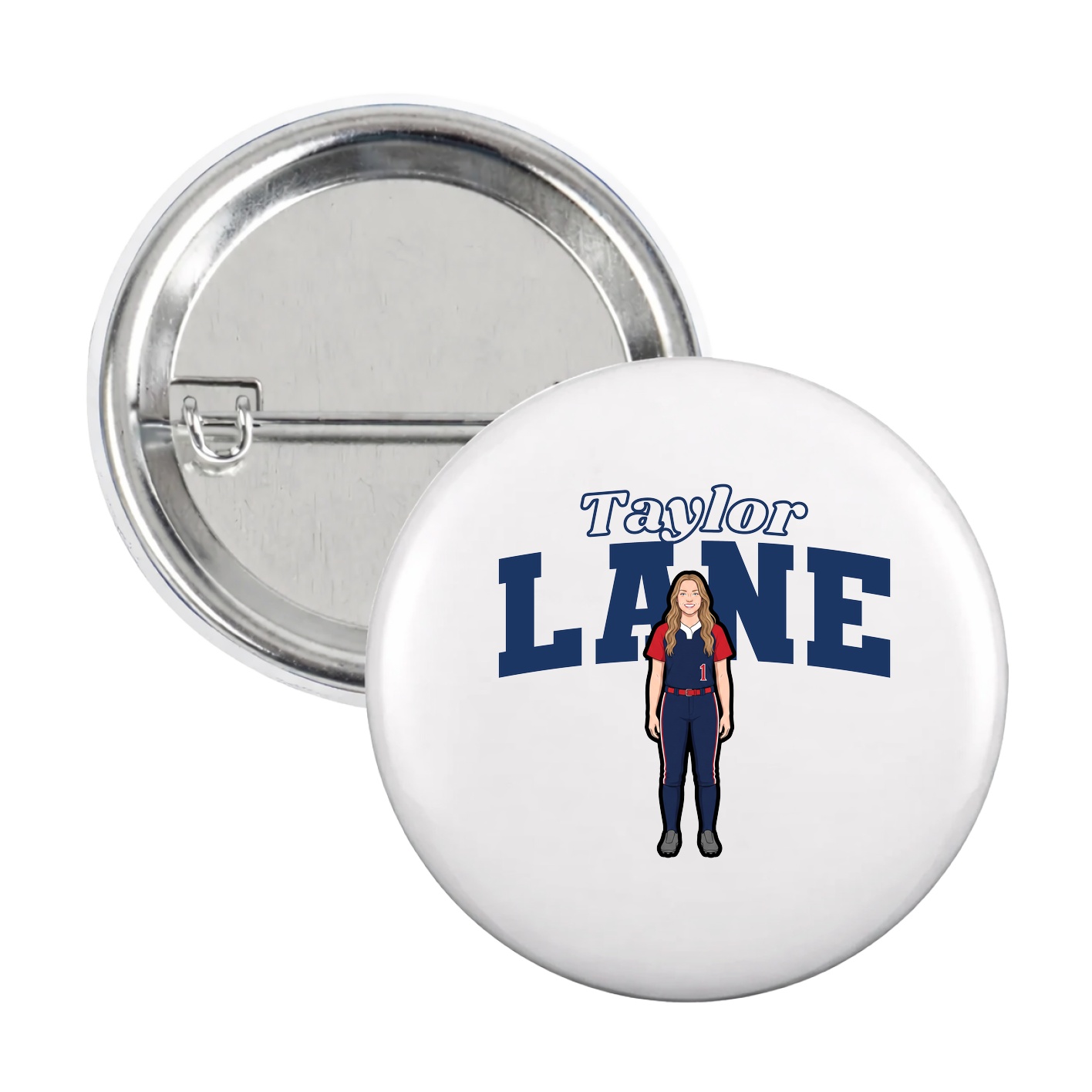 Game Day Button — Name Arch in White