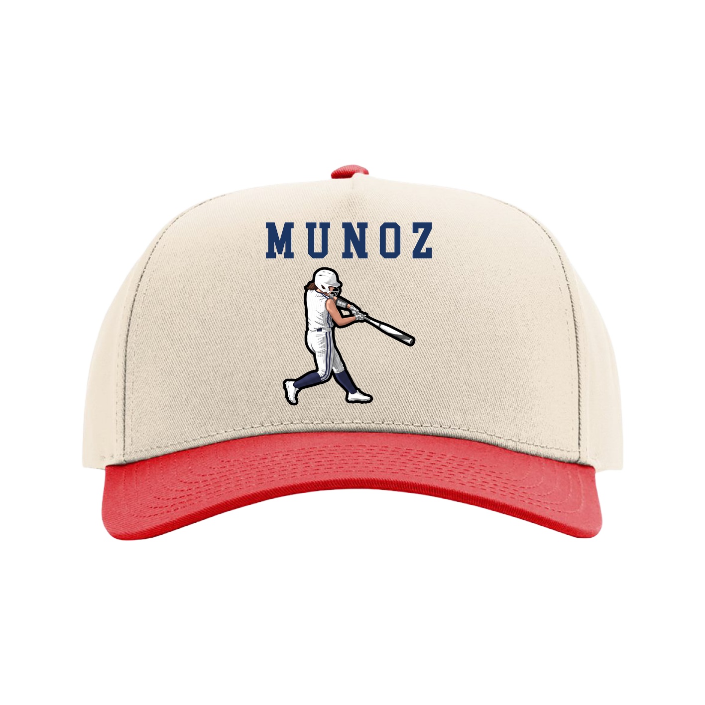 Full Fabric Five-Panel Champ Cap — Shirsey in Cream/Red