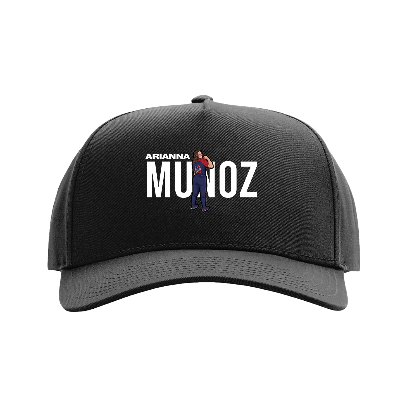 Full Fabric Five-Panel Champ Cap — Player Name in Black
