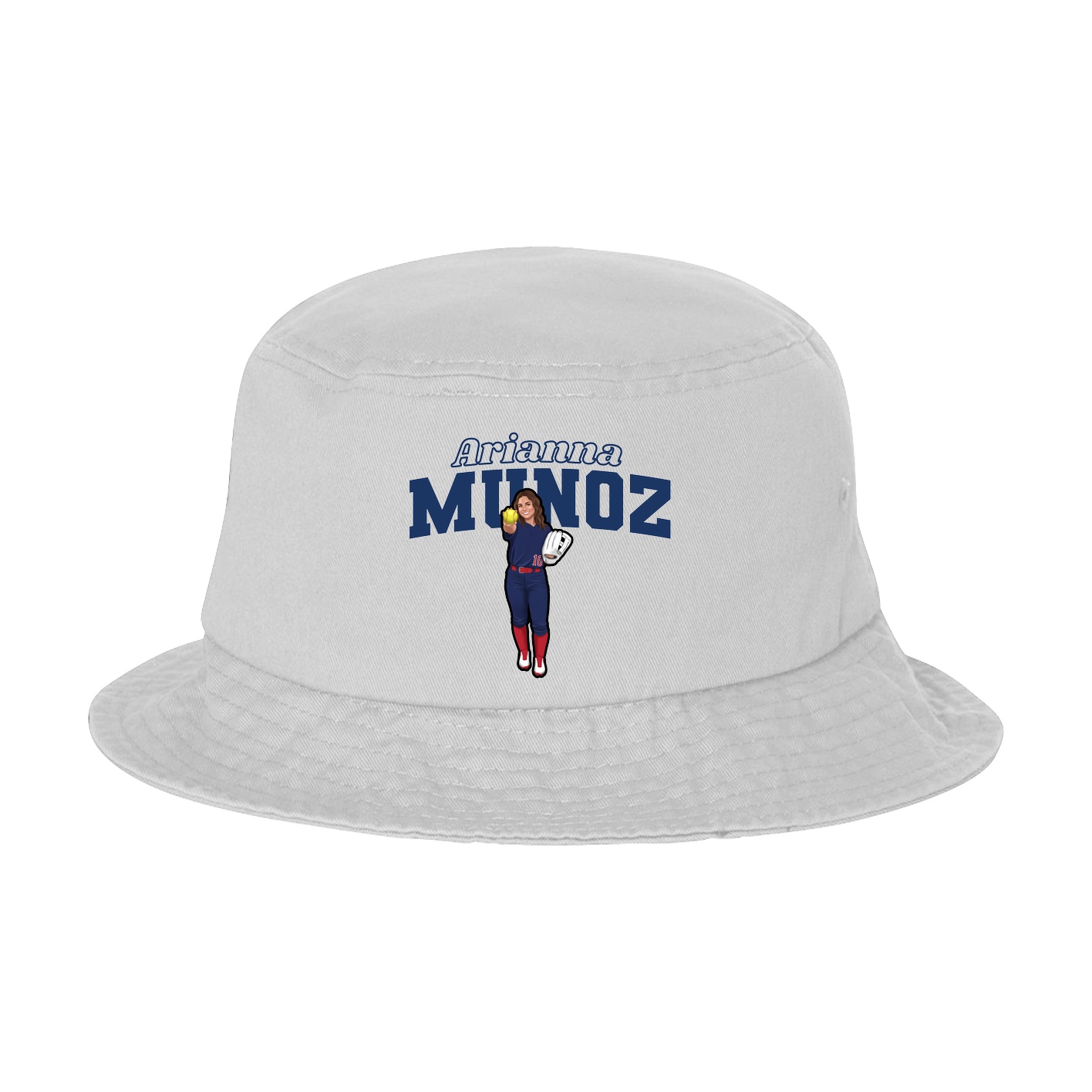Bucket Cap — Name Arch in White