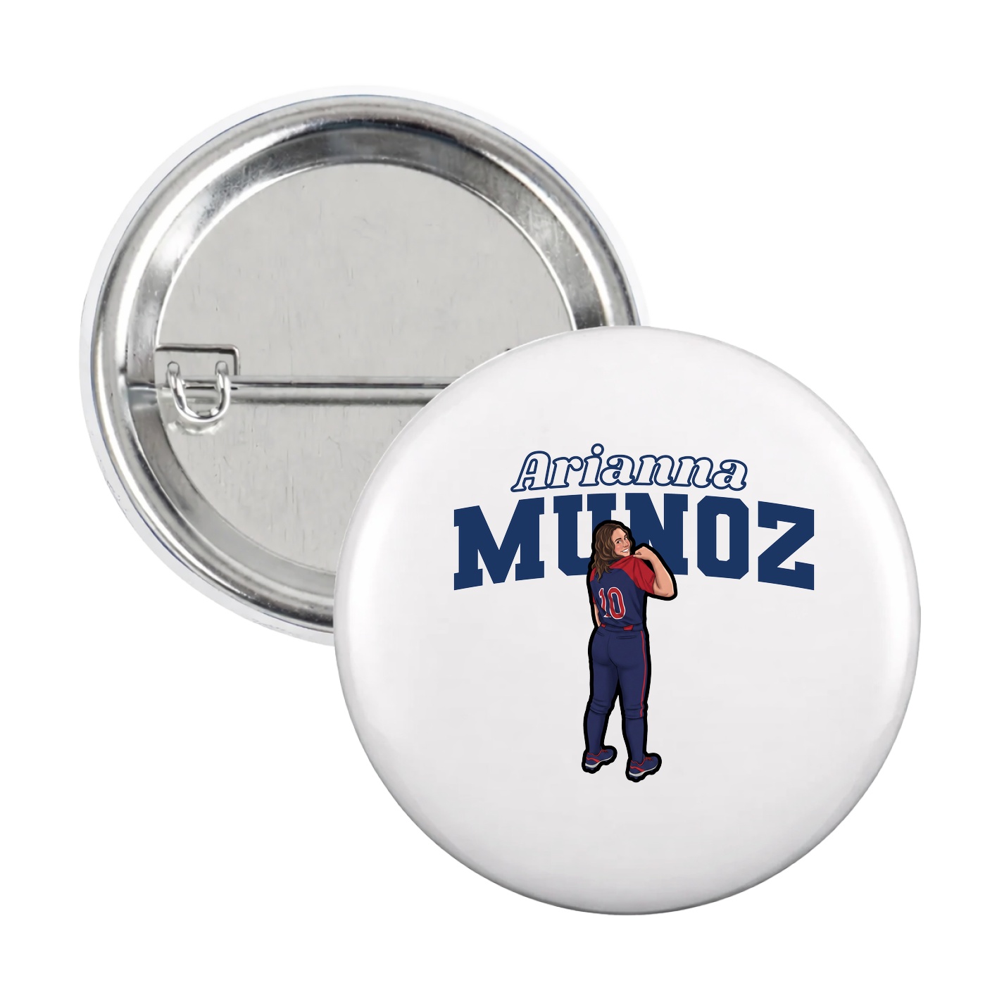 Game Day Button — Name Arch in White