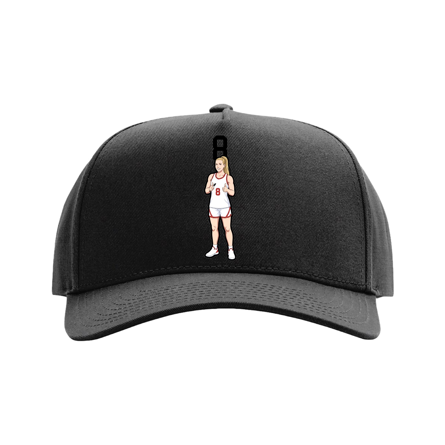 Full Fabric Five-Panel Champ Cap — Number Top in Black