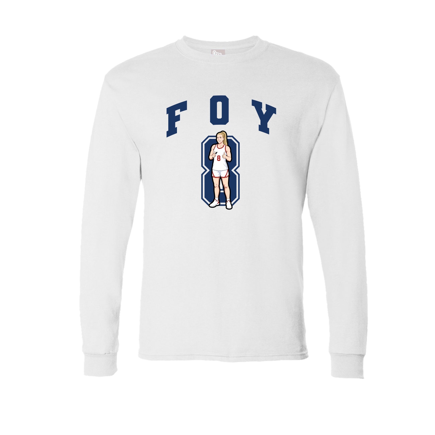 Long Sleeve Tee — Number in White