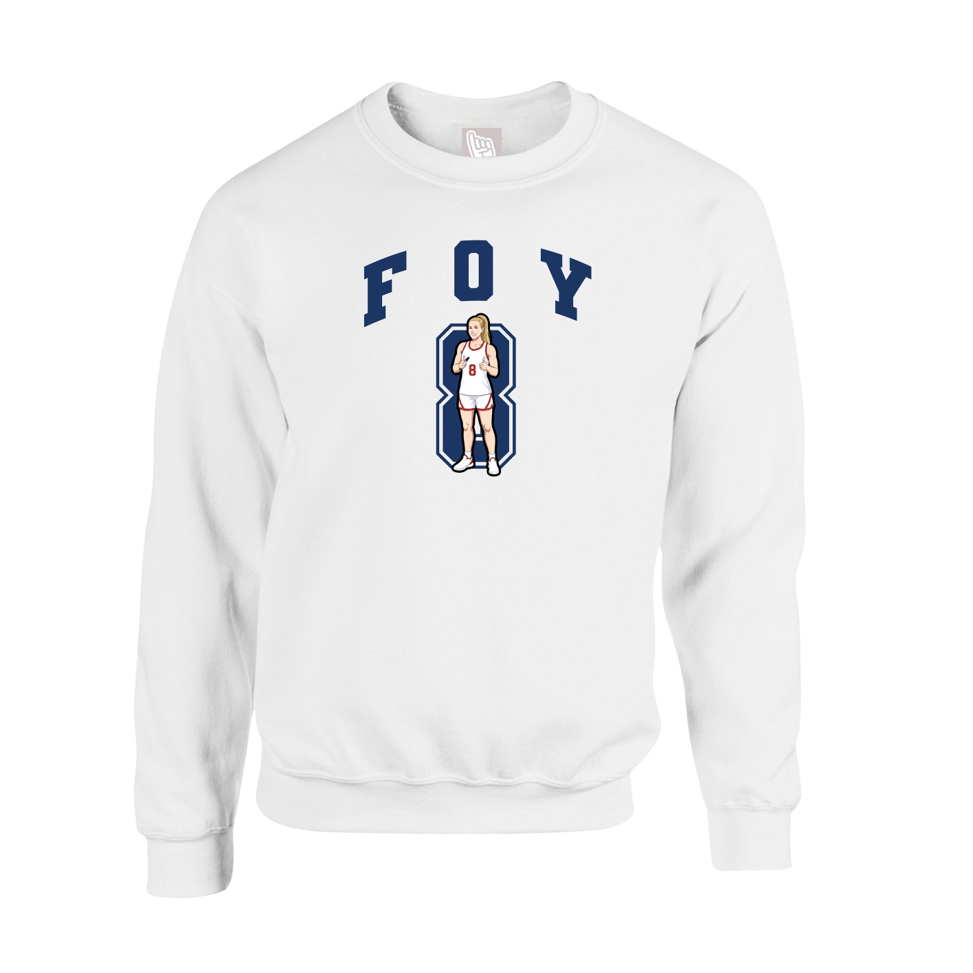 Fleece Crew — Number in White