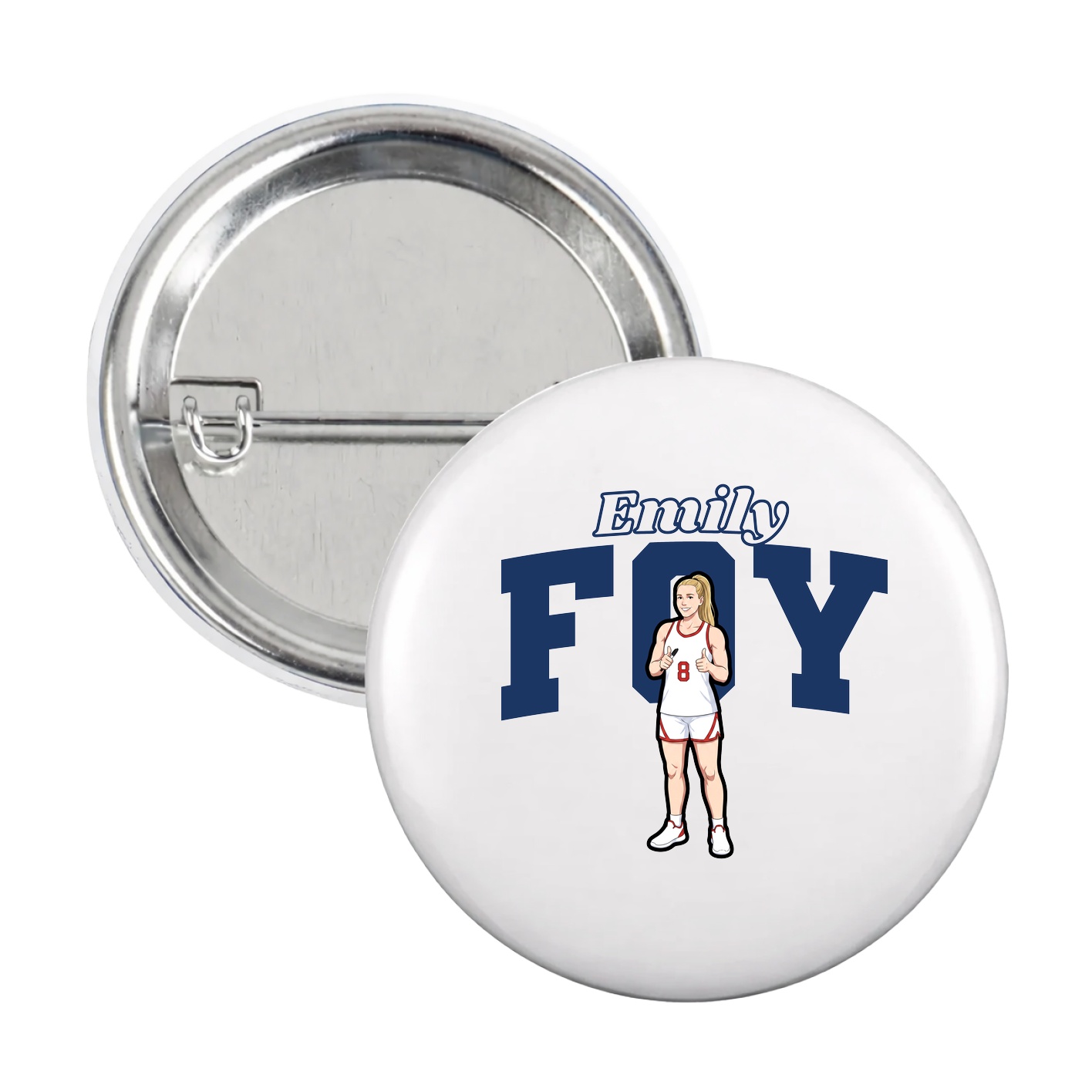 Game Day Button — Name Arch in White