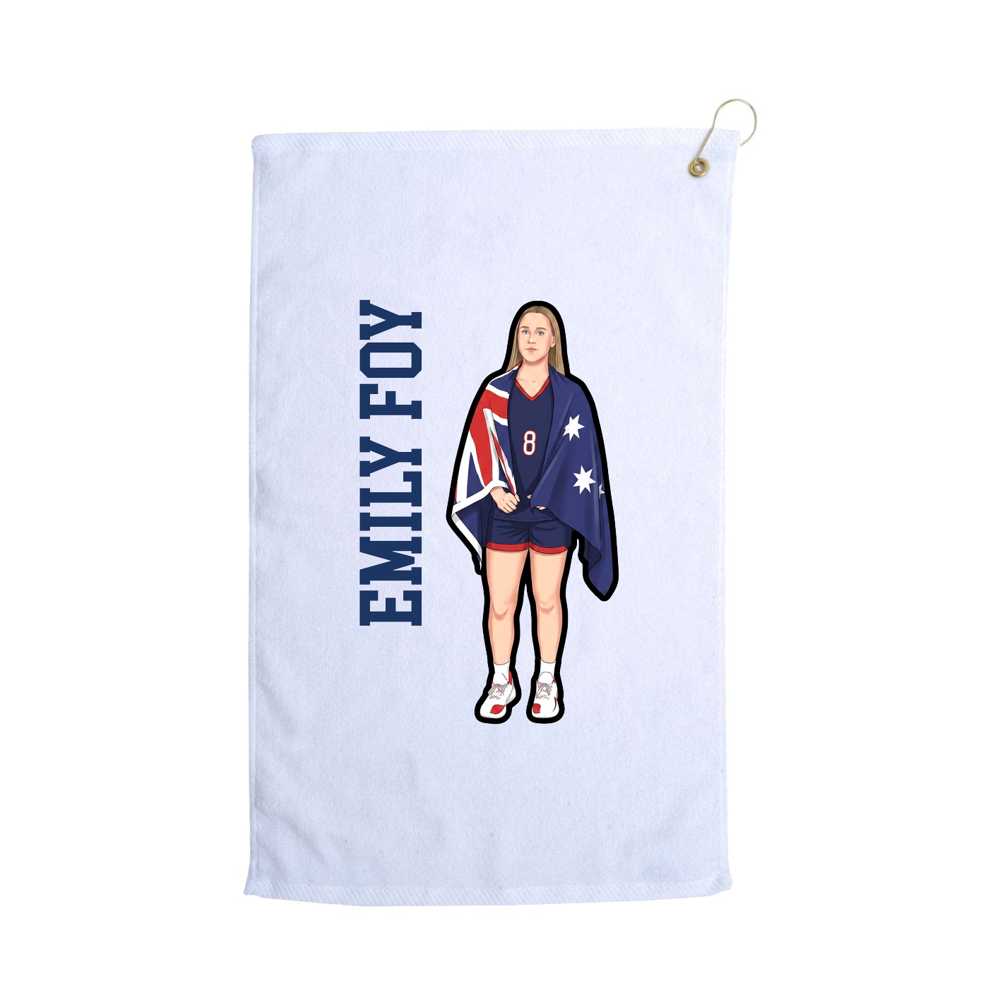 Golf Towel — Name Vertical in White