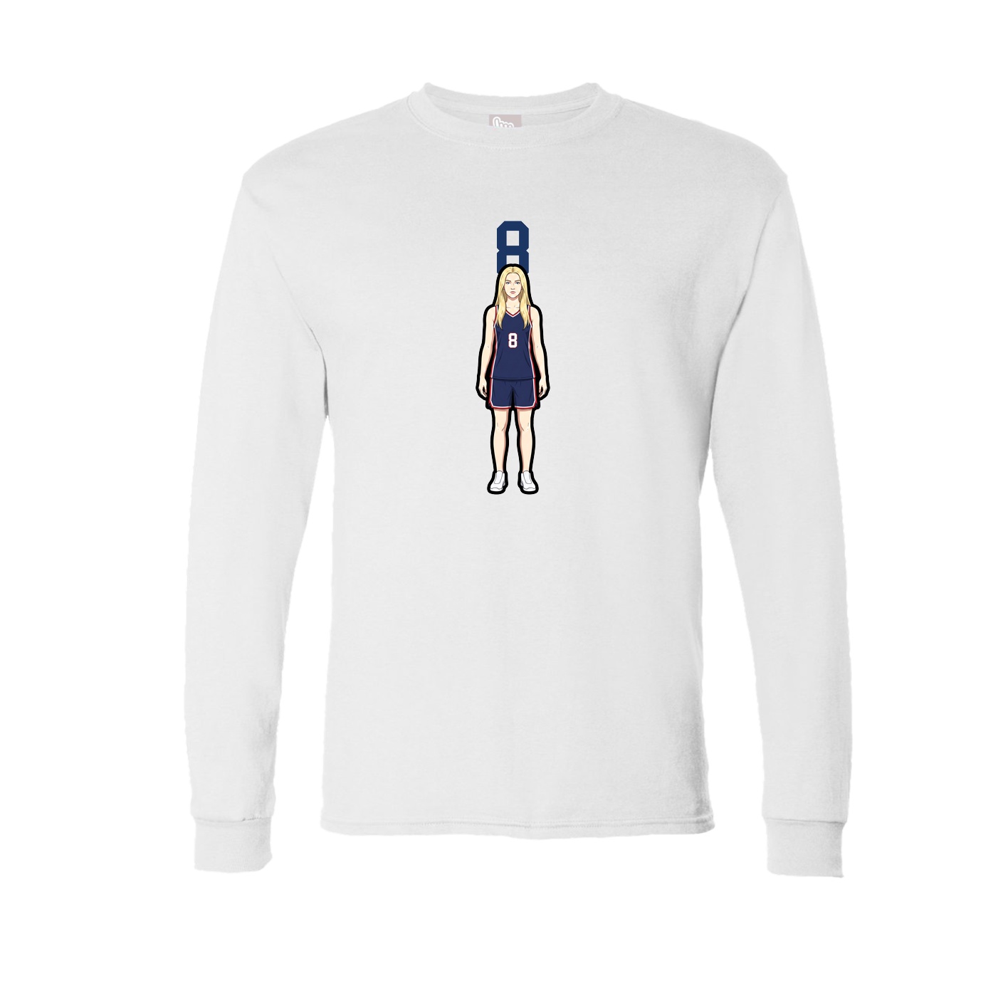 Long Sleeve Tee — Number Top in White