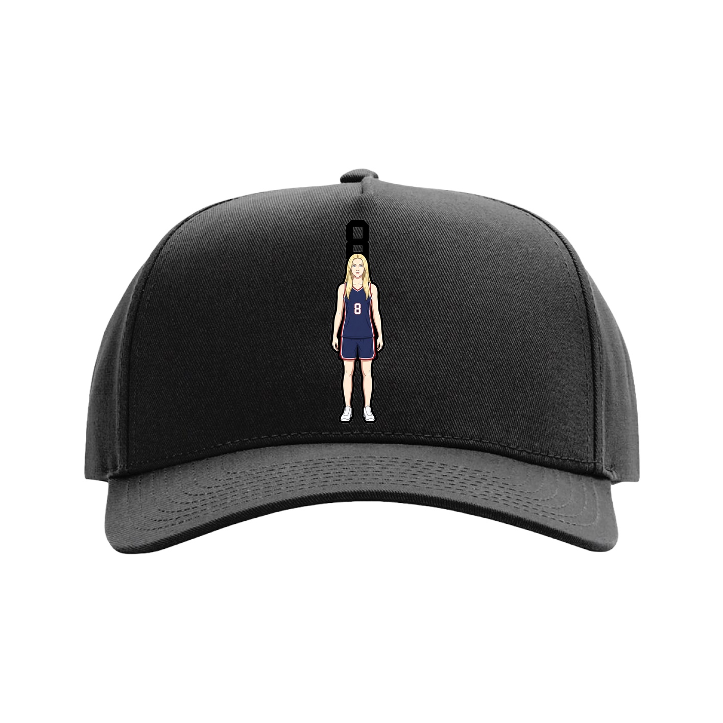 Full Fabric Five-Panel Champ Cap — Number Top in Black