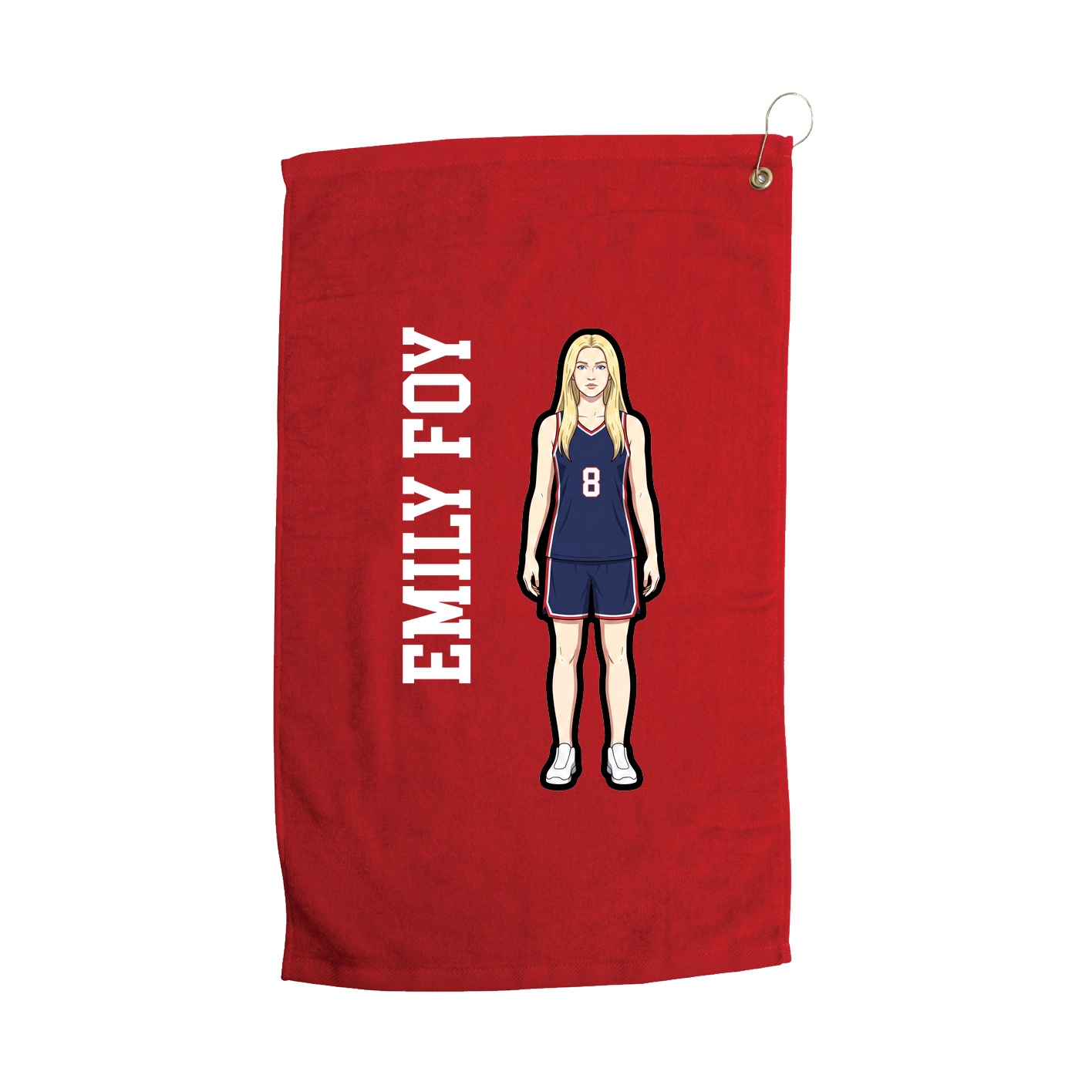 Golf Towel — Name Vertical in Red