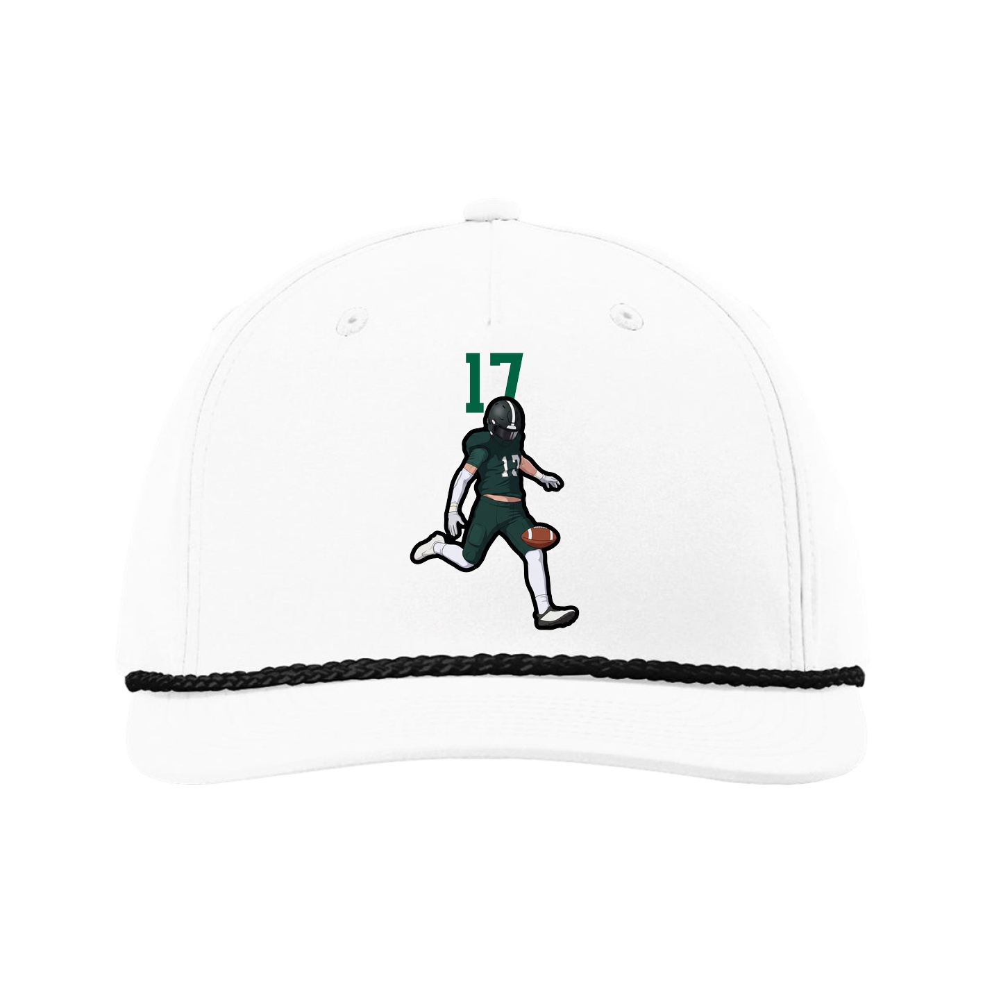 Five-Panel Classic Rope Cap — Number Top in White