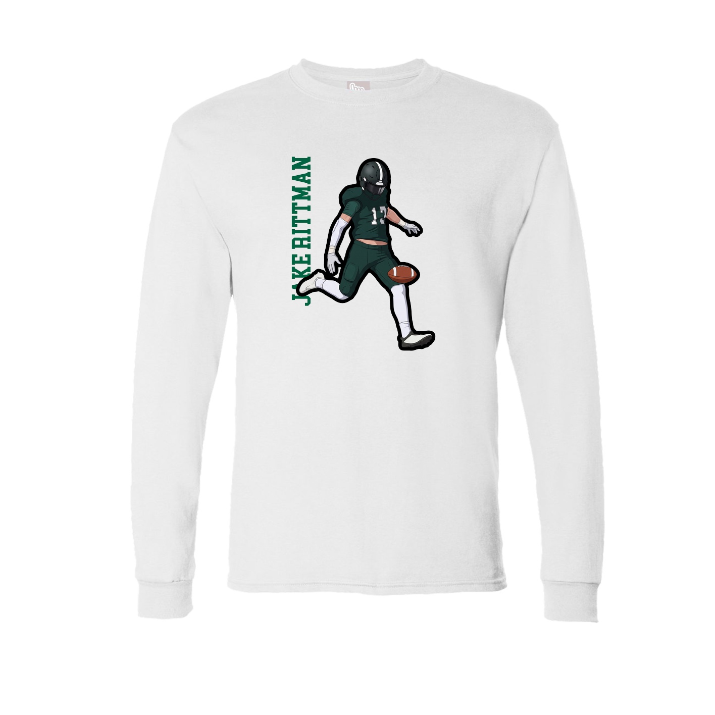 Long Sleeve Tee — Name Vertical in White