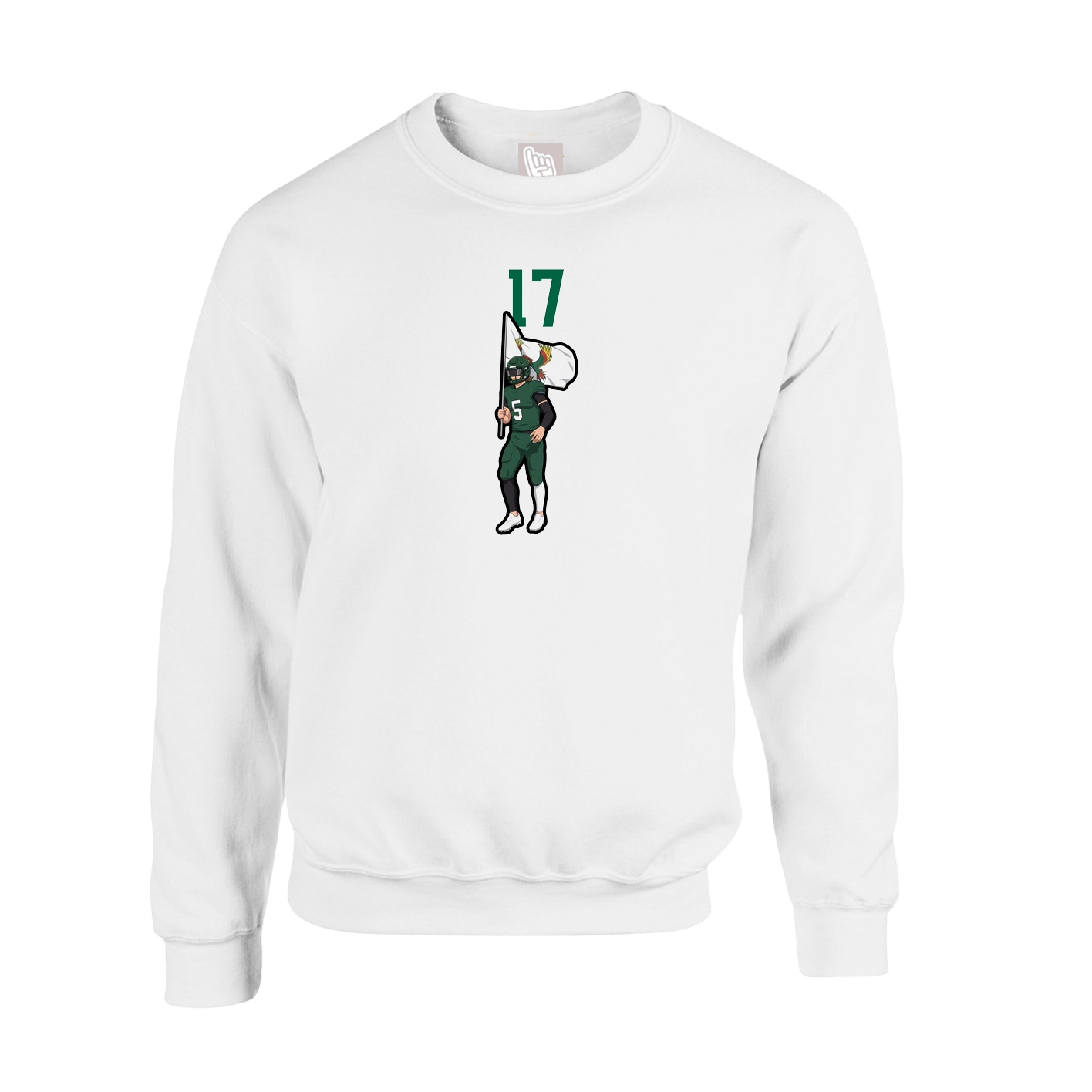Fleece Crew — Number Top in White