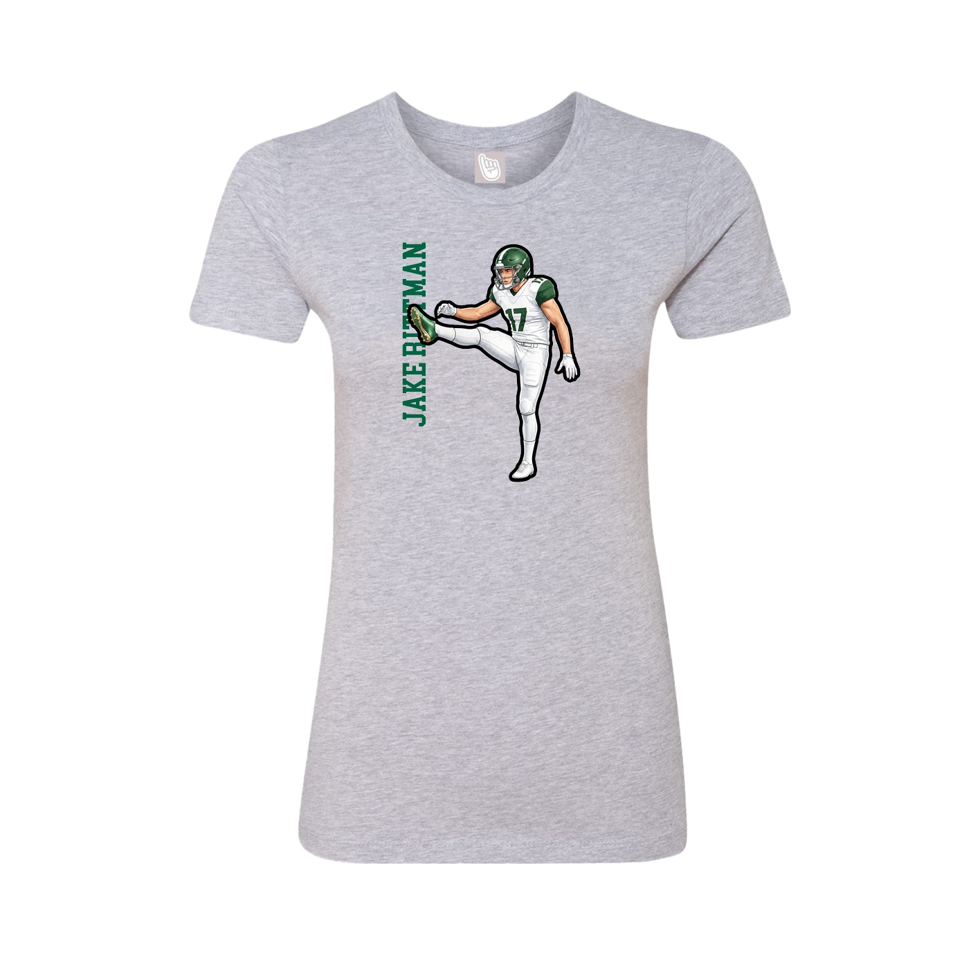 Fitted Women's Tee — Name Vertical in Grey