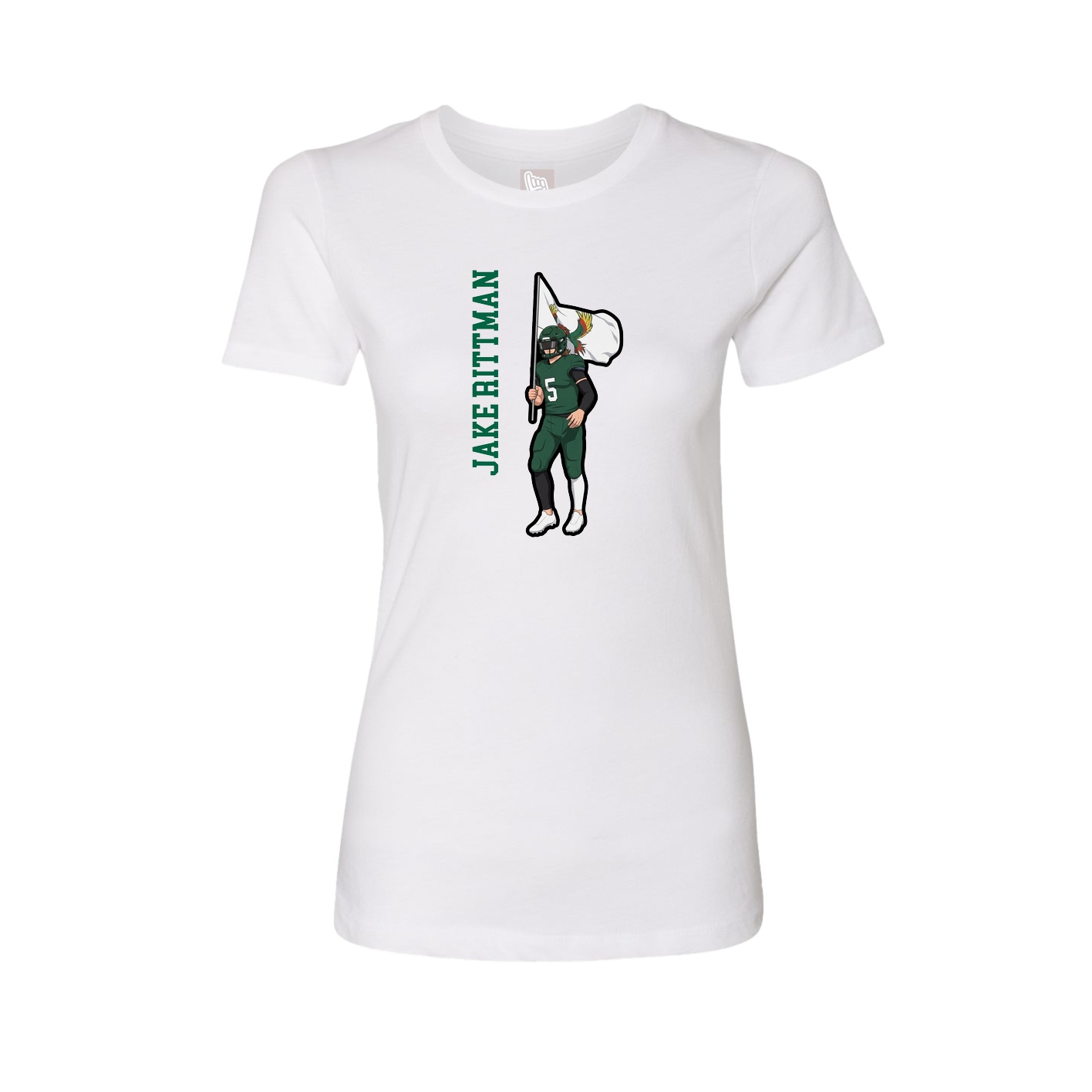 Fitted Women's Tee — Name Vertical in White