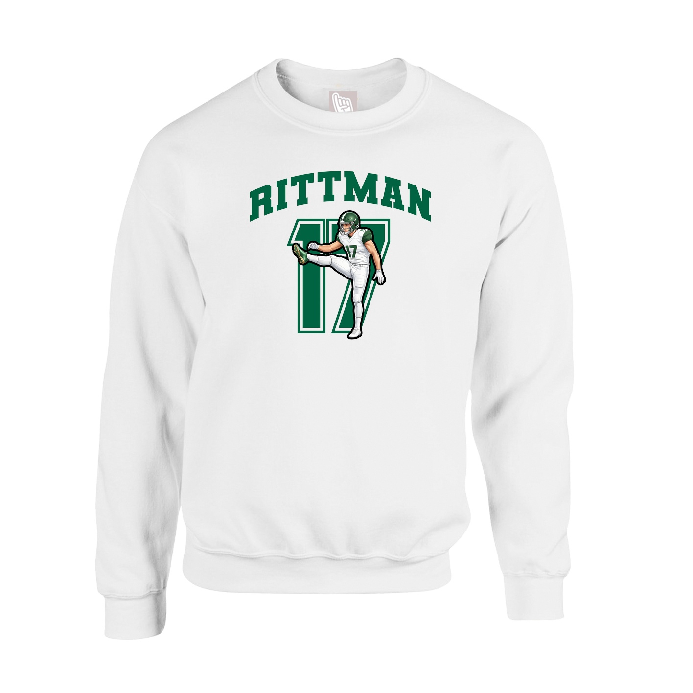 Fleece Crew — Number in White