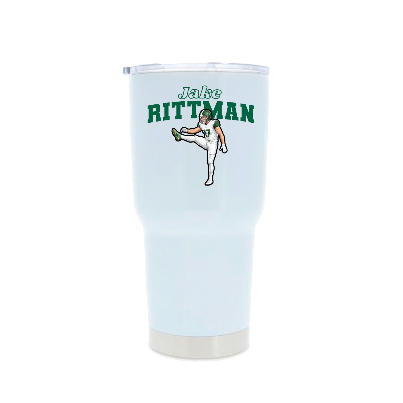 30oz Stainless Steel Tumbler — Name Arch in White