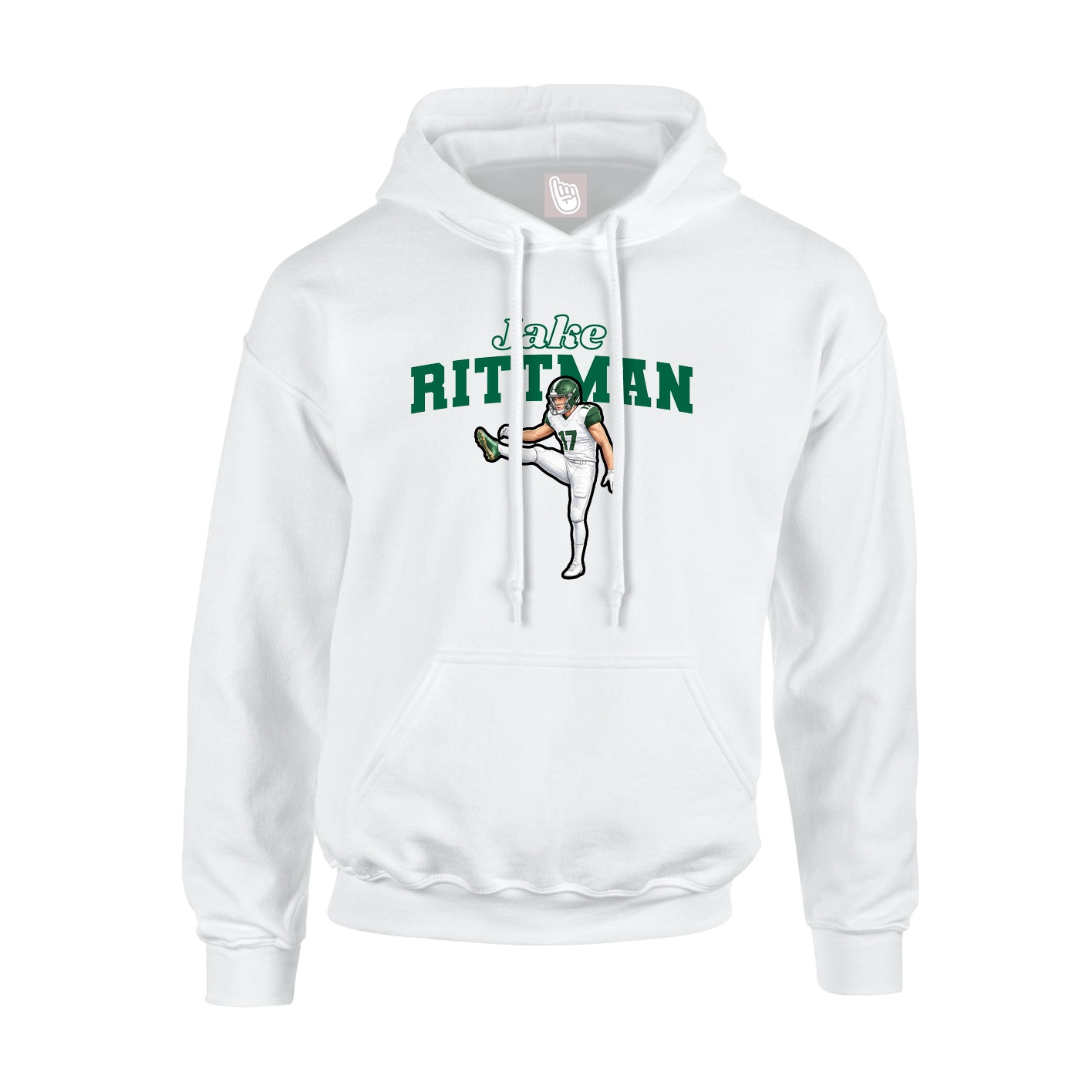 Youth Hoodie — Name Arch in White