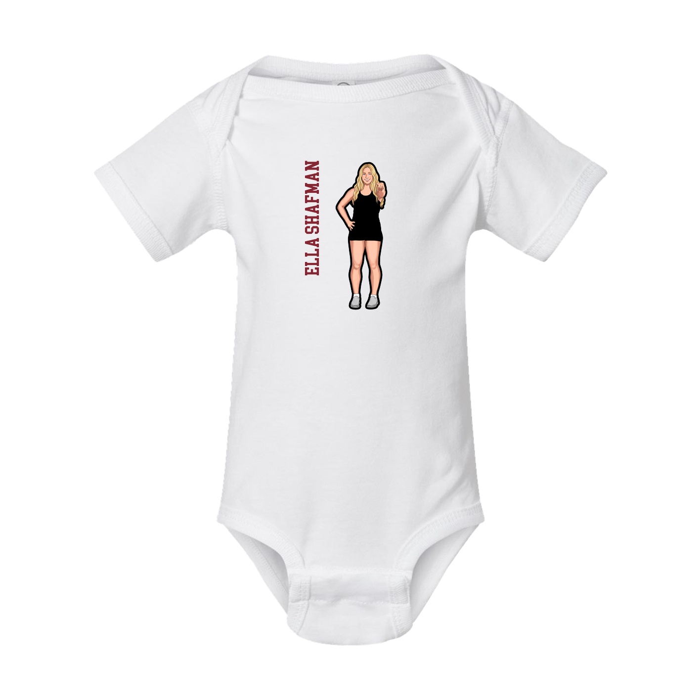 Baby Onesie — Name Vertical in White