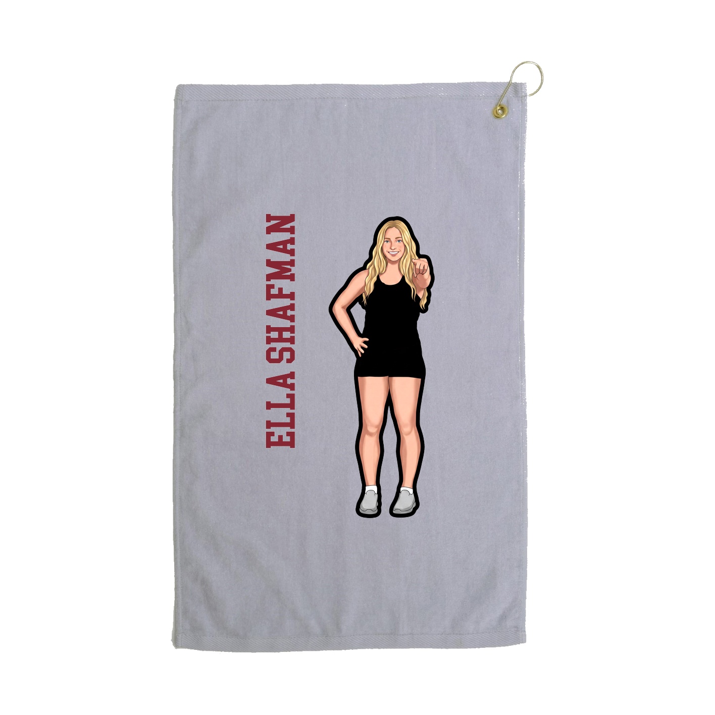 Golf Towel — Name Vertical in Grey