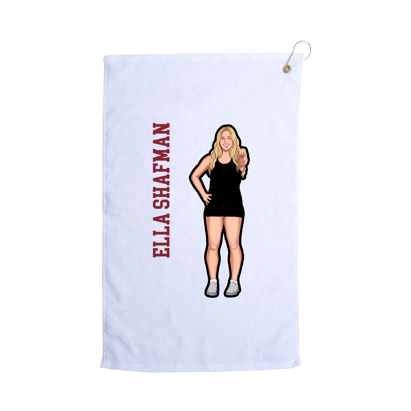 Golf Towel — Name Vertical in White